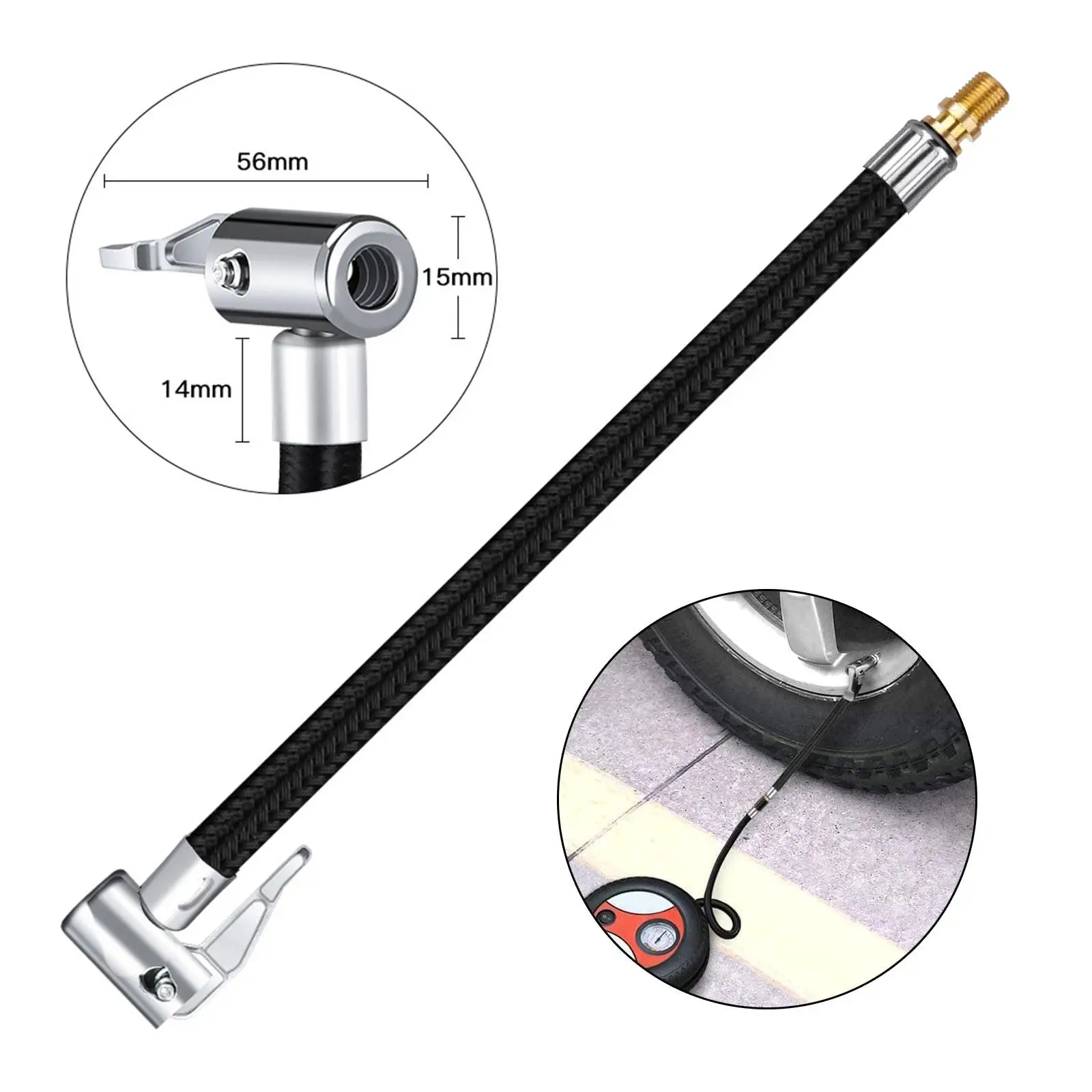 Powstation 10 Cm Car Tyre Inflator Hose Deflated Tyre Tube Hose Air Hand Tube Adapter Pump Pump Air Extension