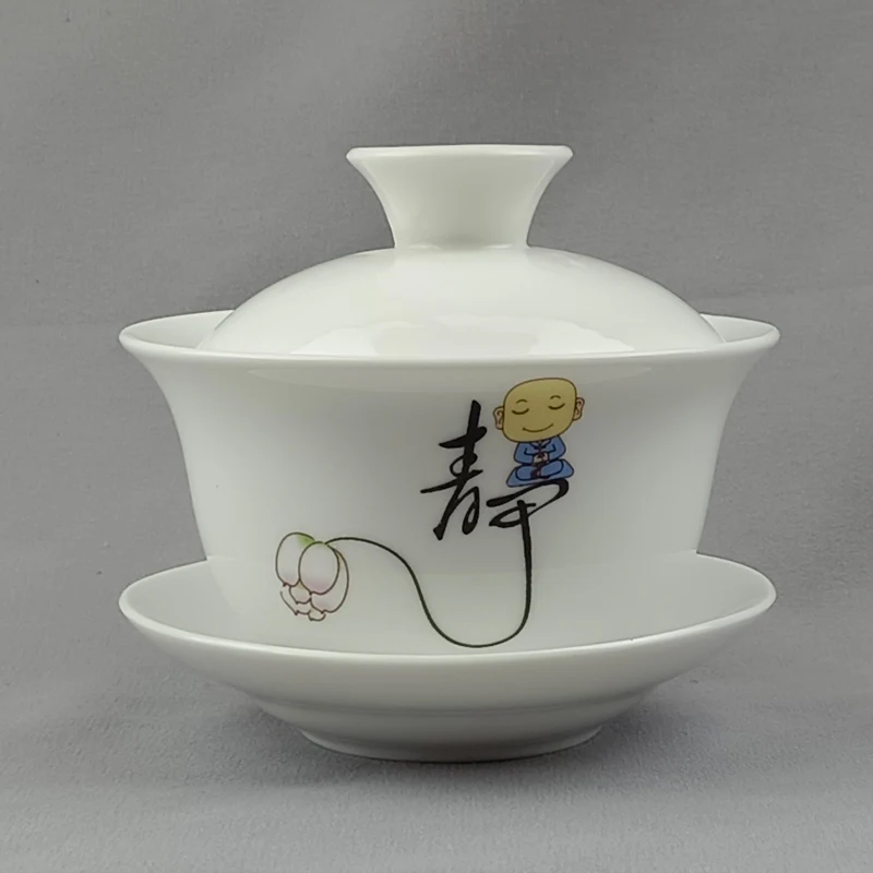White Porcelain Kung Fu Teaset Spare Parts Household Ceramic Cover Bowl Personal Tea Brewer Tea Bowl Preparation