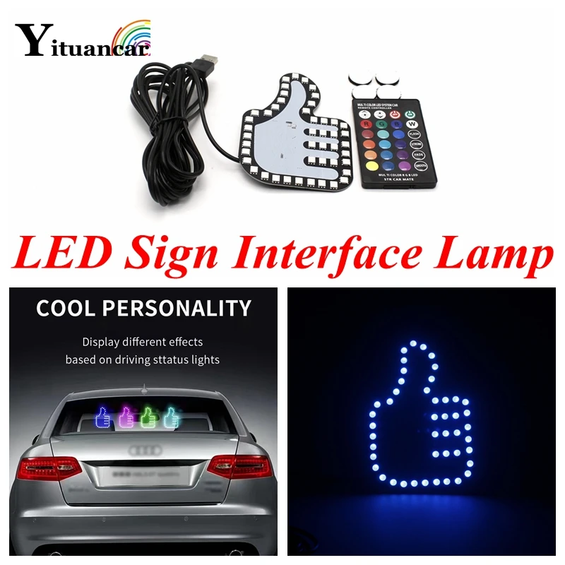 

Yituancar LED Sign USB Interface Expression Atmosphere Light Car Styling Wireless Remote Control Multi RGB Color Decorative Lamp
