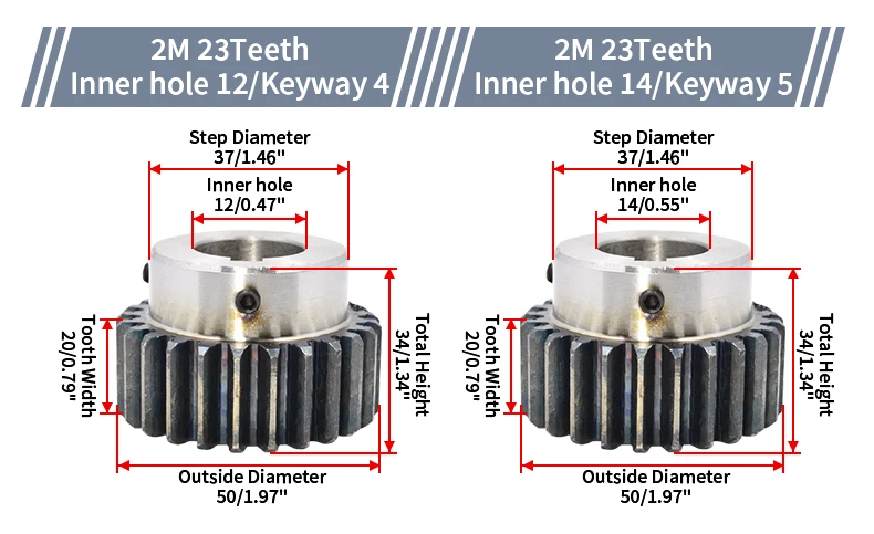 1/2/4PCS Stirnrad Ritzel 2M16T/17T/18T/19T/20T/21T/22T/23T/24T Gerade Zahnräder Mit Schritt Innen Loch 10/12/14/15/18/20mm CNC Getriebe – Detail 32