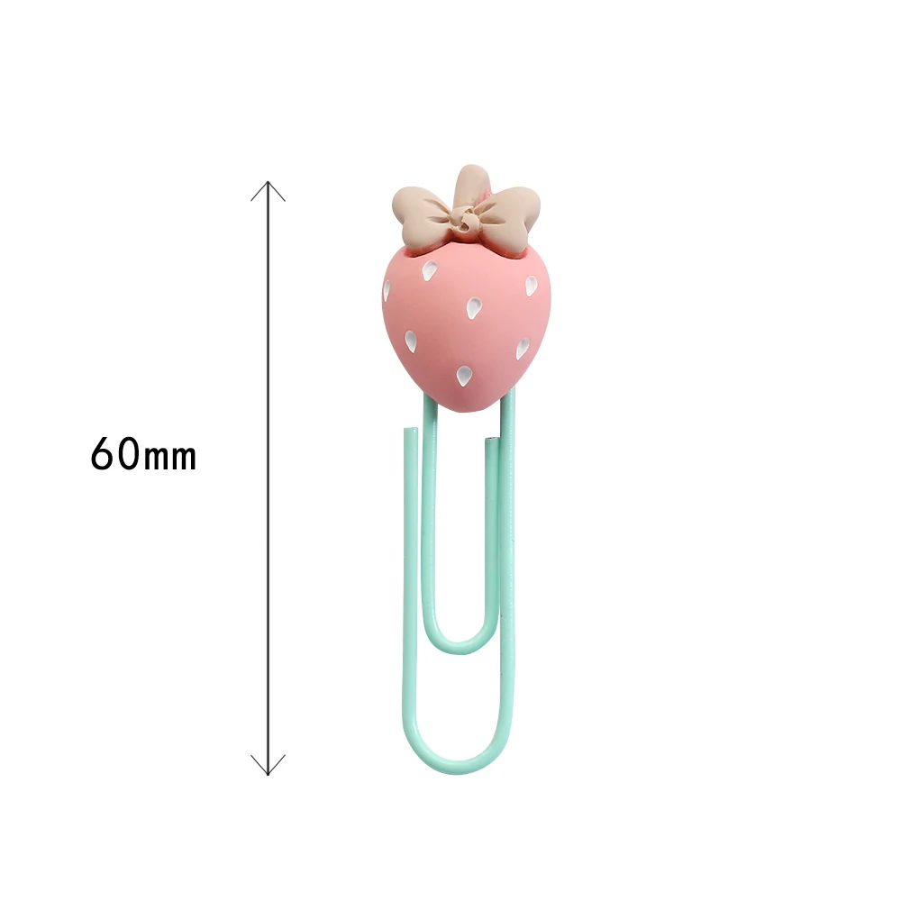 5pcs/lot Kawaii Strawberries Paper Clip Decorative Bookmark Binder File Clips School Office Stationery Accessories
