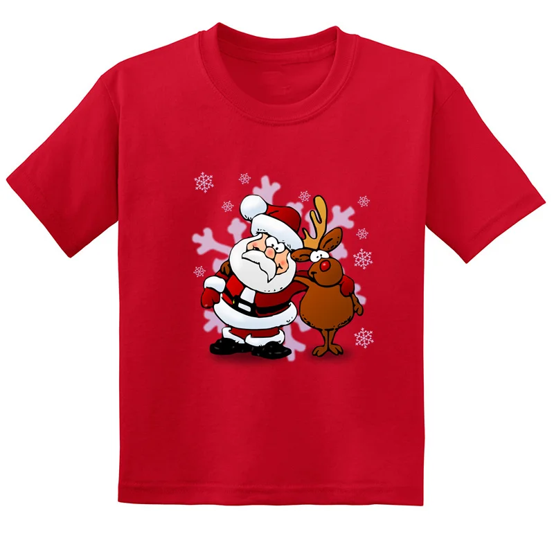 

Cute Deer And Santa Merry Christmas Funny Kids T-shirts Kawaii Baby Girls Clothes Cotton Boys Tops Children Present,Drop Ship