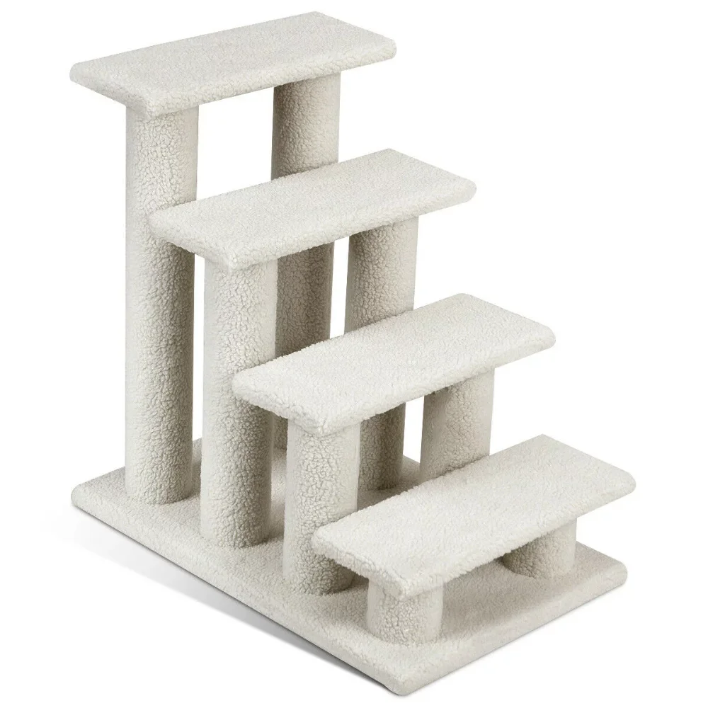 

Fashion 24'' 4-Step Pet Stairs Carpeted Ladder Ramp 8 Scratching Post Cat Tree Climber, Cat Furniture ,Cute Cat Toy