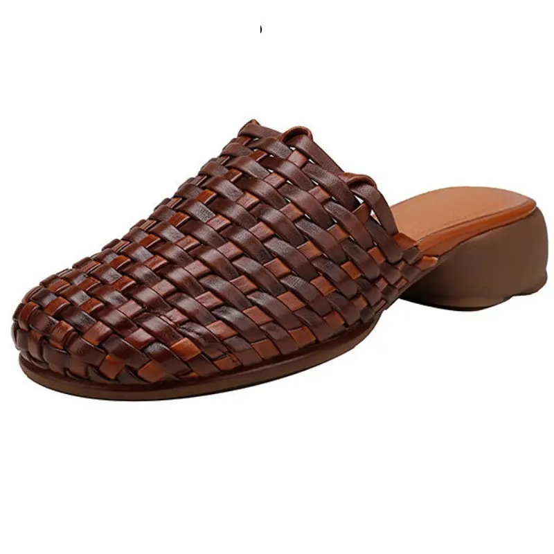 

Тапки женские из натуральной кожи, без застежки, 3,5 см