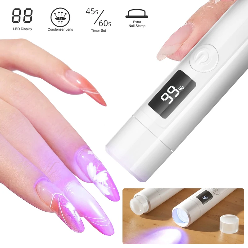 Rechargeable USB Mini UV Led Nail Lamp, Resin Curing UV Light Mini Nails Dryer Portable Mini UV Led Lamp for Nails Gel Polish