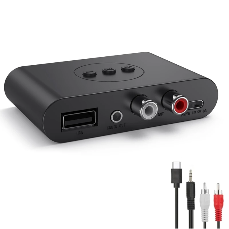 Bluetooth 5.2 Audio Receiver Nfc Usb Flash Drive Rca 3.5Mm Aux Usb Stereo Music Wireless Adapter With Microphone