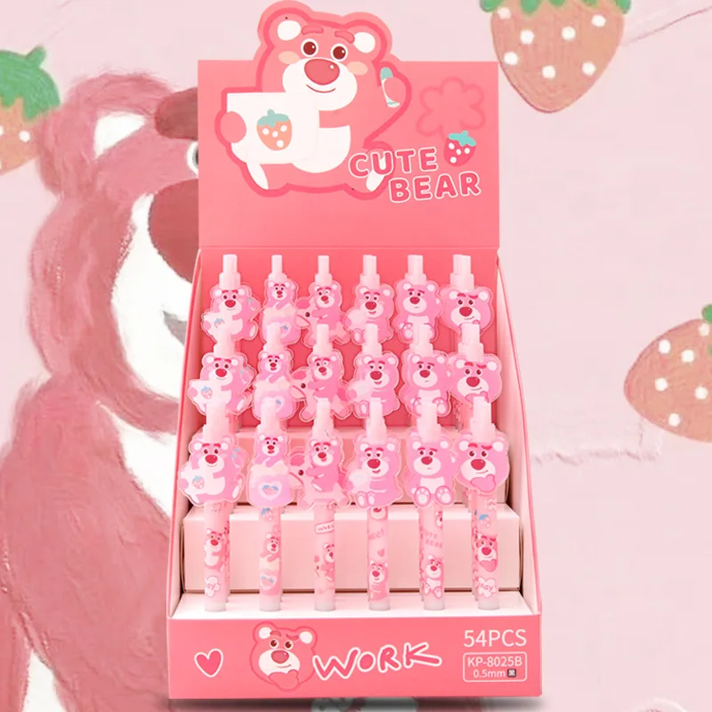 

Cartoon Cute Disney Strawberry Bear Press Pen Acrylic Patch Press Pen Student Writing Stationery Office Stationery Supplies