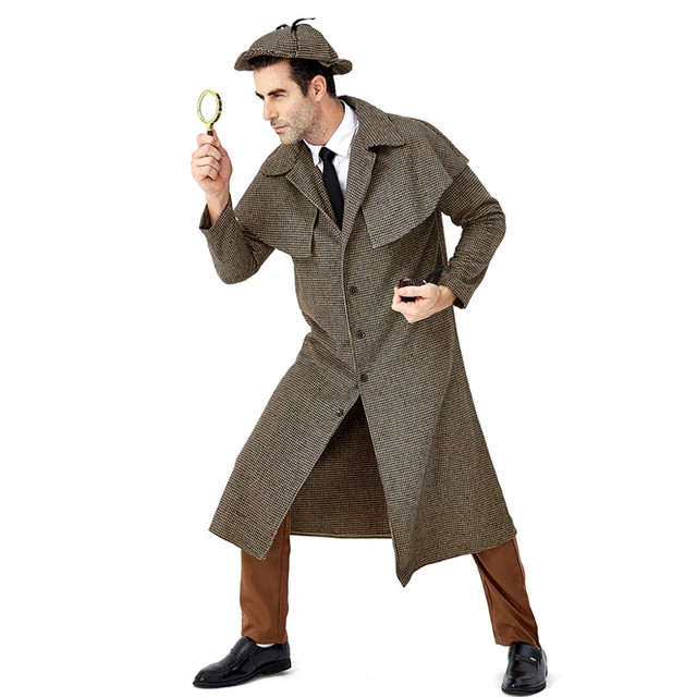 Específicamente Loco autómata Disfraz de Detective de Cosplay, personaje de película, abrigo de cuello  alto a cuadros británicos, sombrero, tela de algodón y lino - AliExpress
