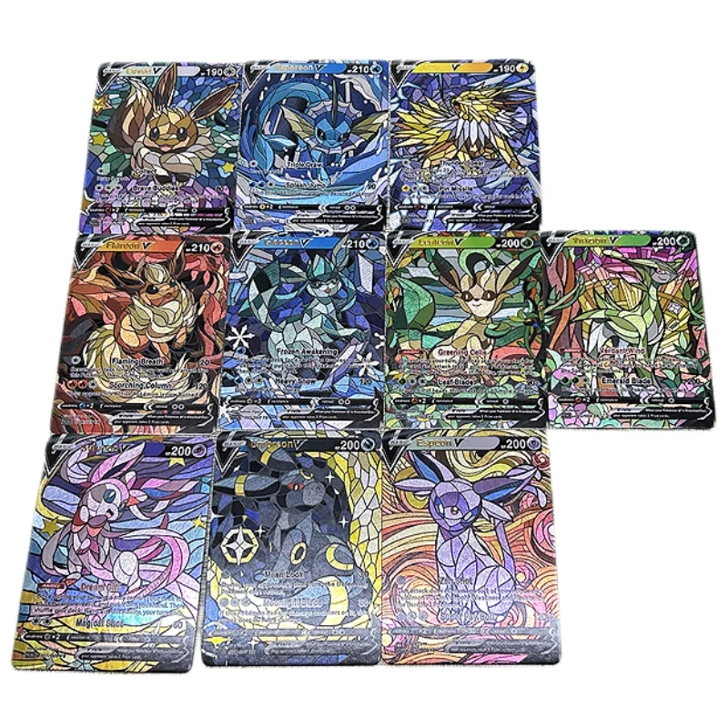 

PTCG Pokemon Eeveelution Vaporeon Espeon Animation Characters Rough Flash Card Anime Classics Game Collection Cards Toy Gift