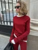 Hirsionsan Modal Soft Loose Sets Women 2025 Casual Two Pieces Long Sleeve T Shirts and High Waist Dresses Outfits Tracksuit 3
