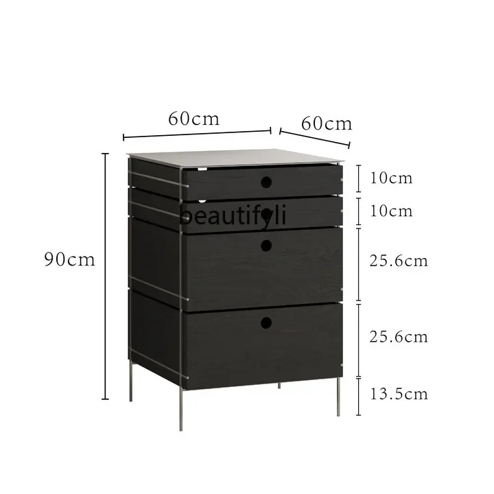 

Stainless Steel Solid Wood Chest of Drawers Multi-Layer Storage Cabinet Living Room Locker Hallway Side Cabinet