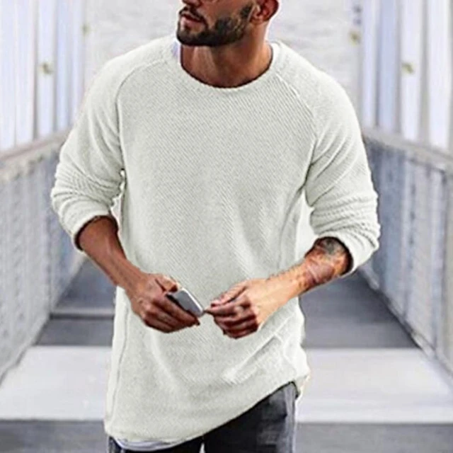 Pull-over léger thermique décoloré pour homme, tricot Simple, automne, hiver