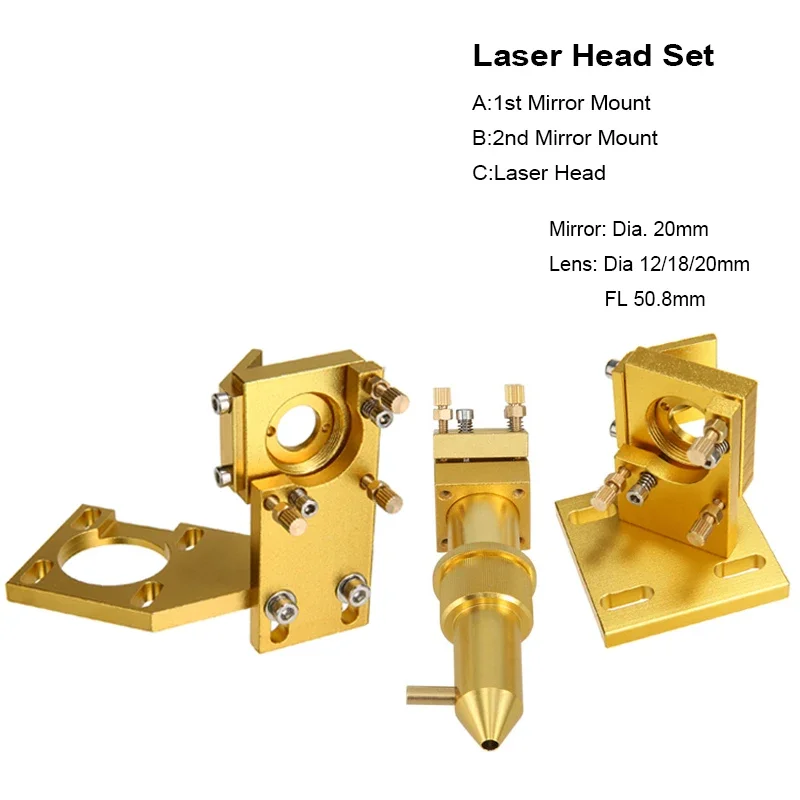 Set Di Montaggio Integrato Con Testa Laser Co2 Fai-Da-Te 20Mm Specchio 12/18/20Mm Obiettivo Di Messa A Fuoco 2030 4060 K40 Taglio Per Incisione Laser 