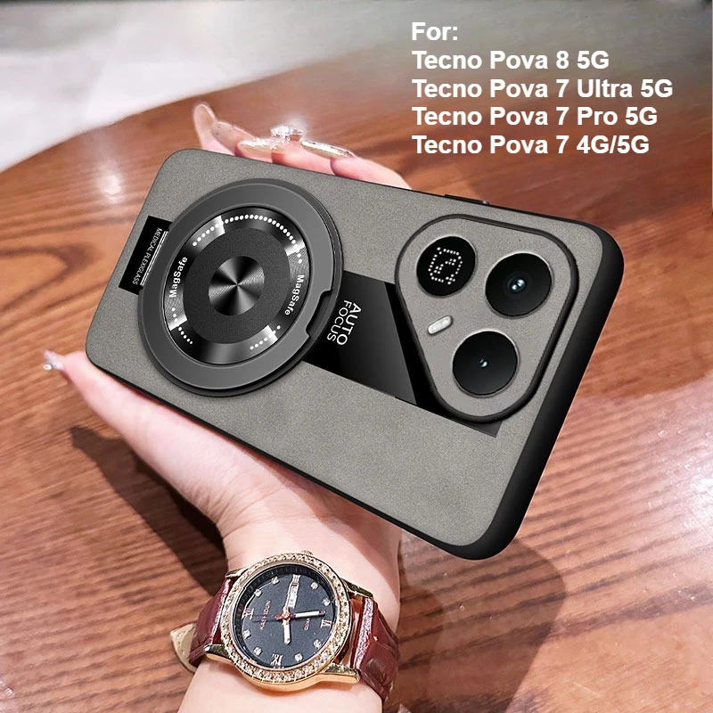 High-End Leather 360° Rotation Magnetic Stand Anti-Fall Case
