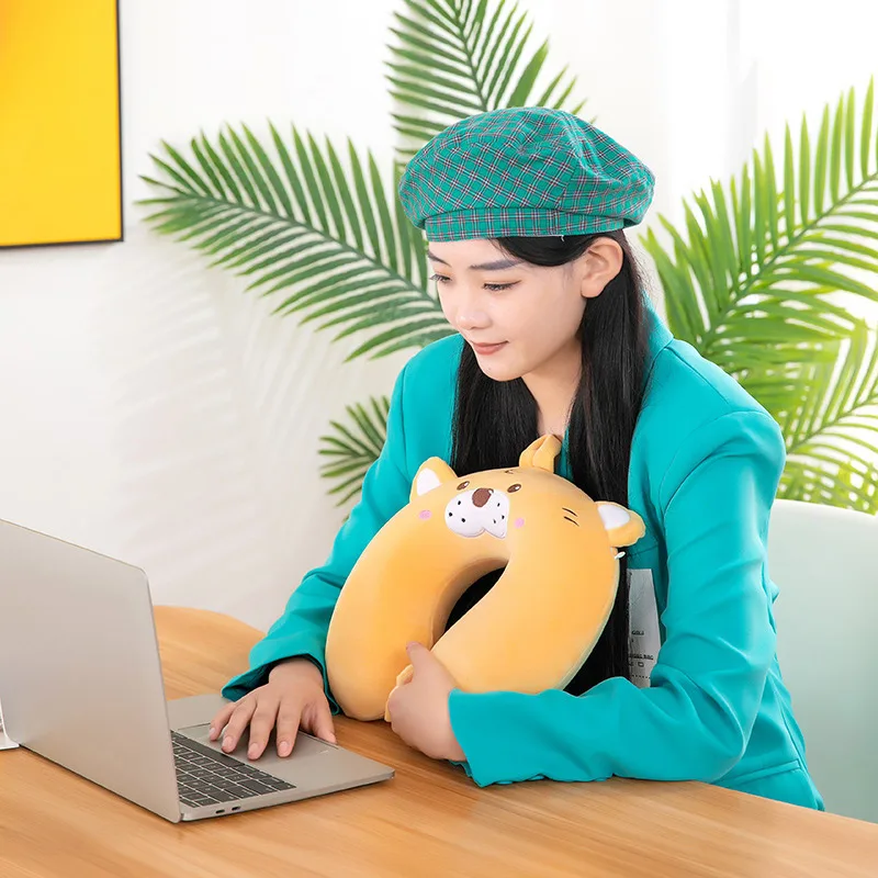 U-shaped Neck Pillow Animal Modeling Travel Pillow Inflatable Memory Foam Fatigue Relief Flight Headrest Sleep Cushion For Plane 2