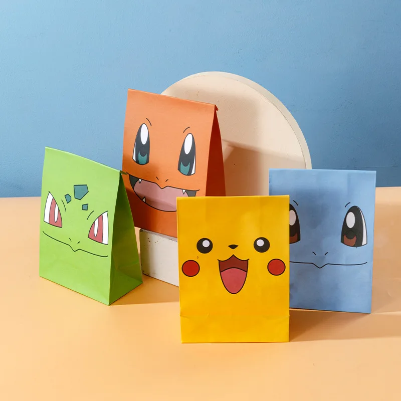 

1/6/10Pcs/lot Pikachu Pokemon Theme Cartoon Candy Party Flat Pocket Cake Bakery Wrapping Paper Bag Birthday Party Decor Supplie
