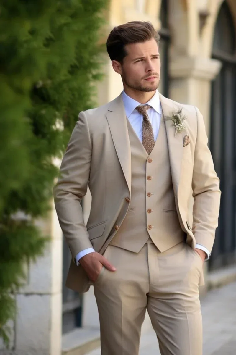 Champagne mens Tuxedo Wedding Suits For Men Bespoke Groom Wear Formal  Fashion Men Suit Prom Party Blazer+Pants+Vest AliExpress
