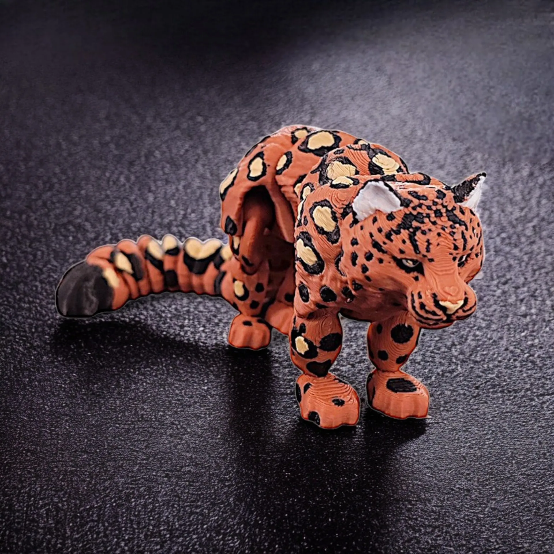 3D Printed Snow Leopard Model Simulation Multi-joint Movable Wild