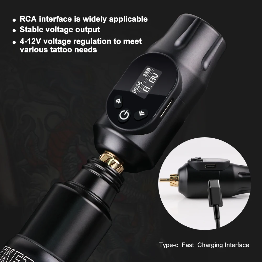 Tattoo Power Supply Wireless Tattoo Power Supply RCA Interface Tattoo Pen Battery LCD Digital Display 2000mAh High Capacity Power Supplies tattoo accessories tattoo power supply tattoo battery pack