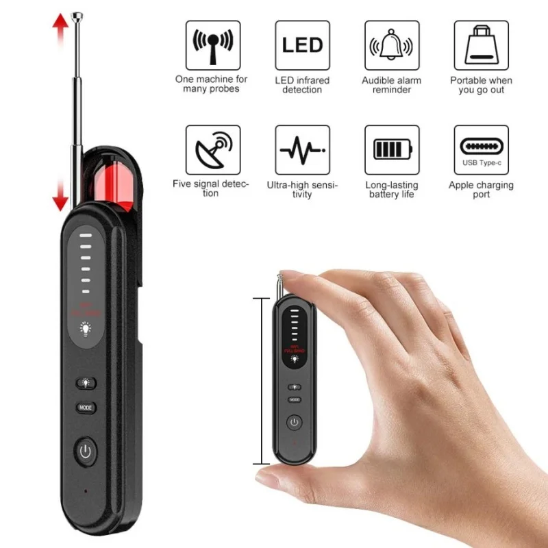 Hidden Camera Detector Listening Device Tracker Out Anti-Spy Electronic Signal 5 Levels Sensitivity Wireless Signal Scanner