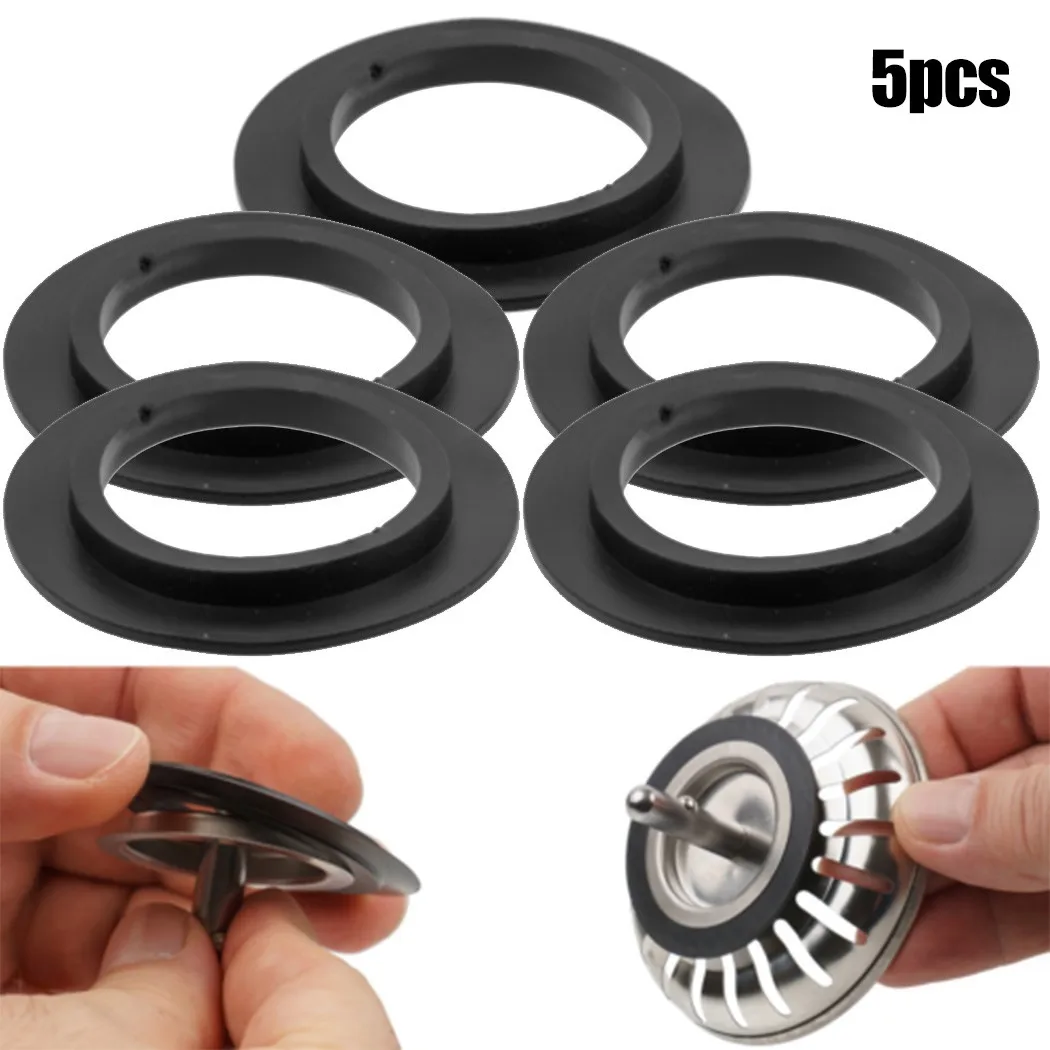 5pcs Sink Strainer Gaskets Rubber Seal Washer Replacement For 78 79 80 82 83mm Kitchen Sink Drain Basket Rubber Gasket 5pcs washer gasket rubber seal 78 83mm washer gasket for franke basket strainer black rubber flat washer gasket