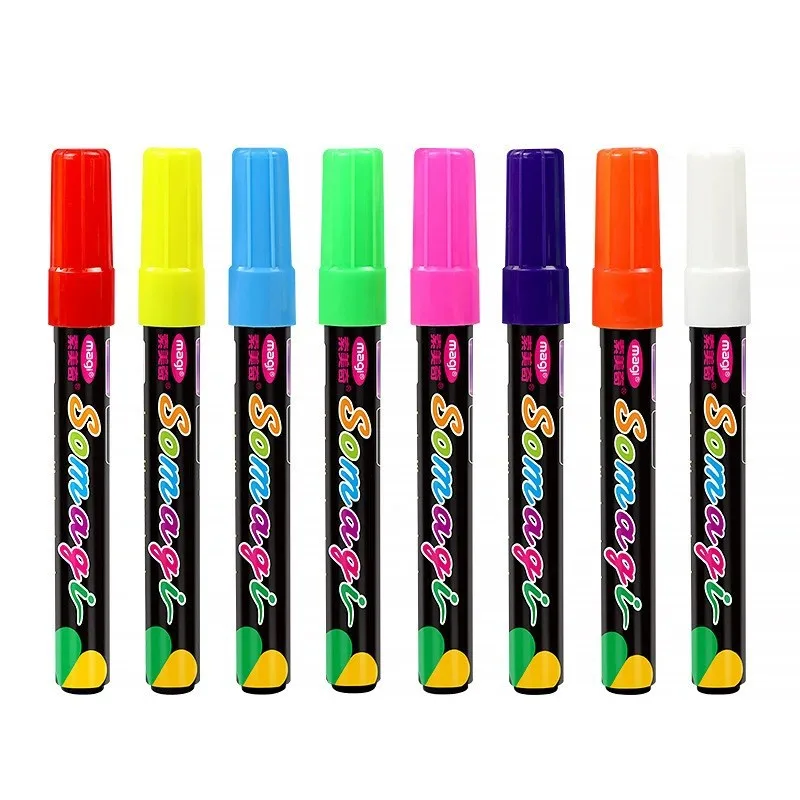 Highlighter Pen Magic Pen Magic Light Pen Marker Pen 8 Colors/Set Fluorescent Pen Lamp Board Pen LED Fluorescent Board Luminous Advertising Can Wipe Liquid Chalk