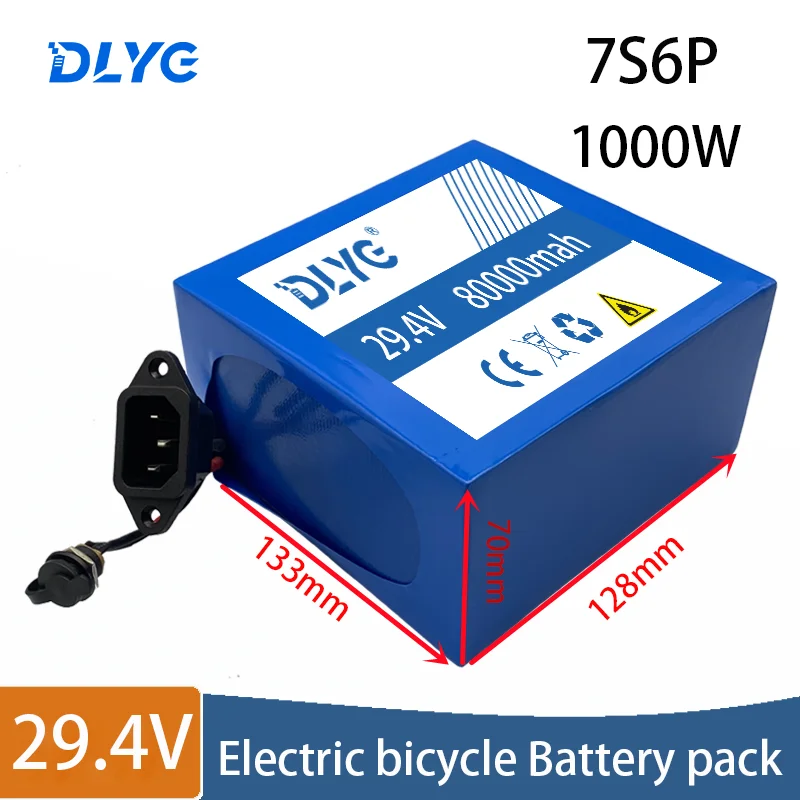 

29.4V 7S6P 80000mAh 18650 Rechargeable Lithium Battery Pack for Electric Bicycle Scooter Wheelchair 250W 500W 1000W BMS Charger