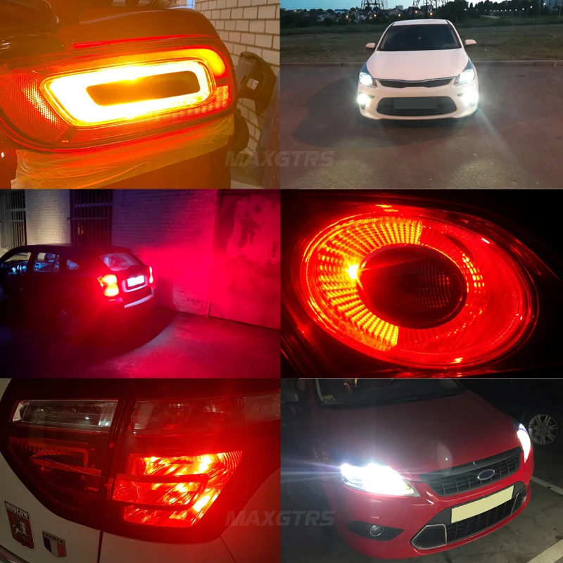 2x 1157 BAY15D P21/5W 7443 7444 T20 W21/5W 2000Lm LED DRL Car Brake Bulb Auto Parking Position Brake Tail Lamps Lights