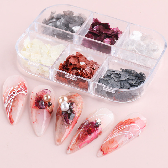 Abalone Shell Slices Nail Art Decorations 3D Broken Sea Shell Stone Flakes Aurora Charms Nails Accessories Manicure TRBY