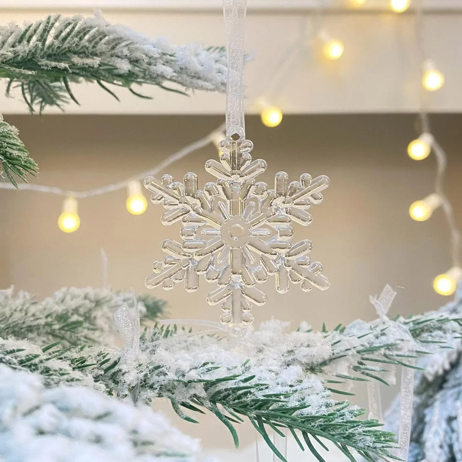 thumbnail image 1 of 3 piezas de copos de nieve transparentes para Navidad, adornos para árbol de Navidad, decoraciones navideñas para el hogar, Navidad, Año Nuevo, 1 of 4