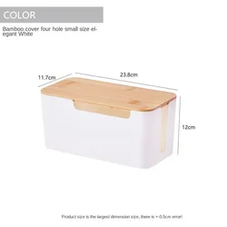 Wooden Cable Management and Storage Organizer Box (White small)