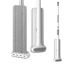 Esfregão liso do assoalho da limpeza do esfregão do aperto com 3 pces pano de microfibra mão wsahing livre torcendo mop ferramenta de limpeza do punho de aço inoxidável