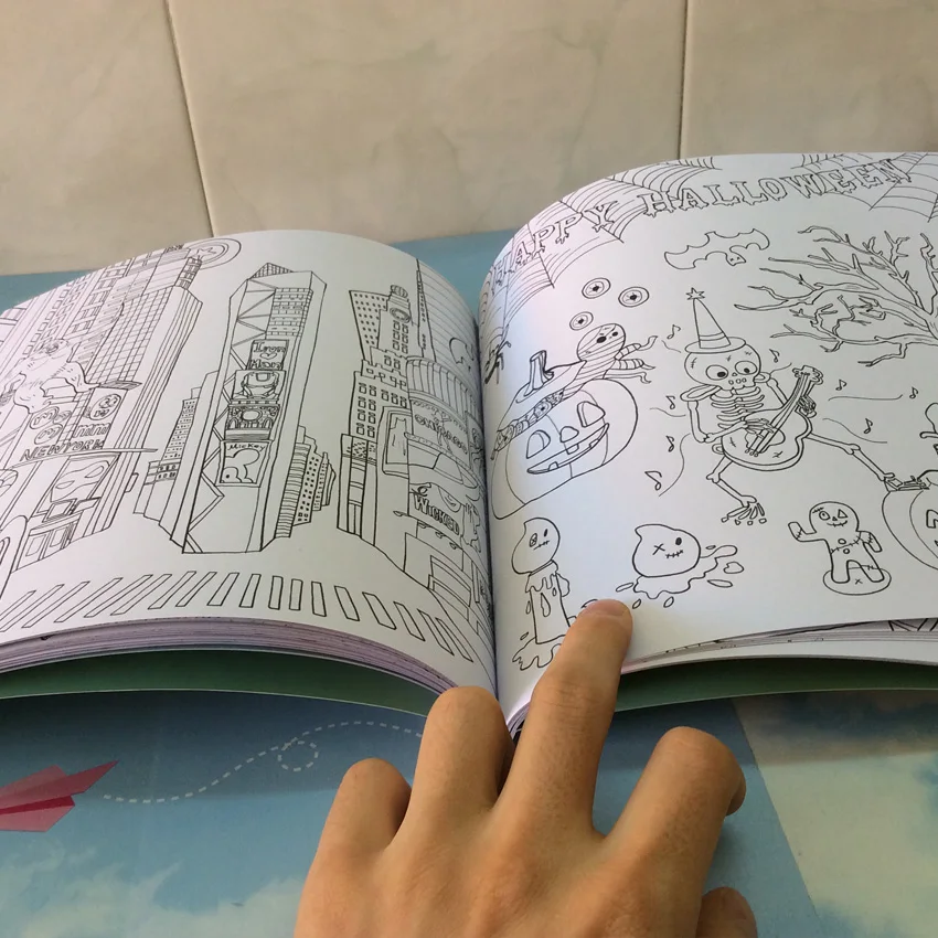 64 pages Around The World Japan Greece Colouring Book France Paris Coloring Book For adults children Graffiti Drawing Books