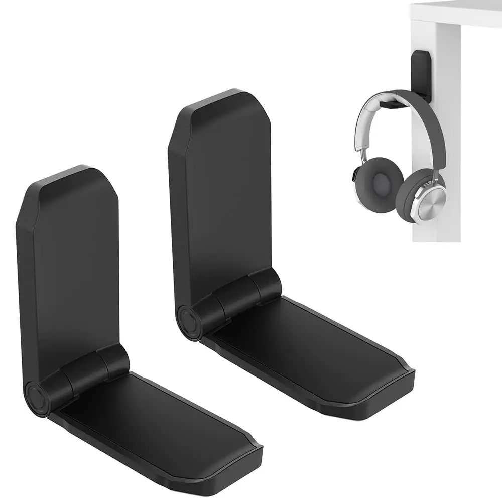 2er-Pack Kopfhörer-Aufhänger, PC-Gaming-Headset-Halter, Ständer, selbstklebende Halterung für Wand, faltbare Kopfhörer, Hakenhalterung unter dem Schreibtisch