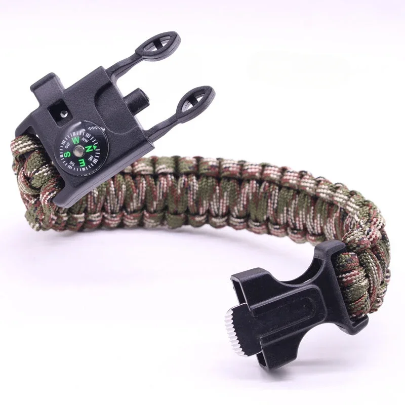 Outdoor Survival Bracelet with Whistle Scraper Tools
