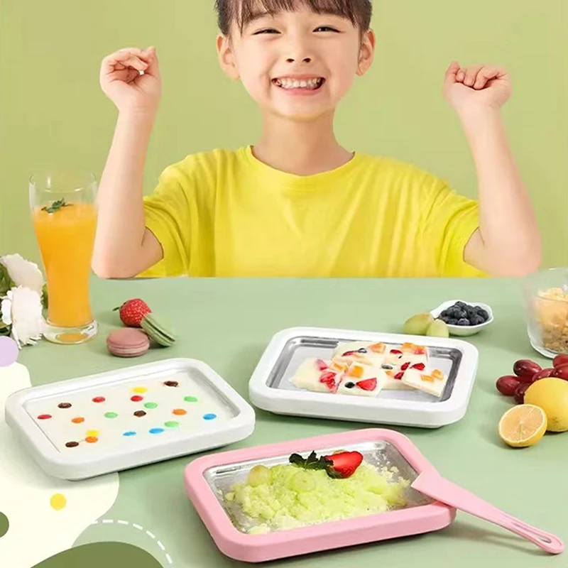 Stainless Steel Household Ice Cream Pan Fried Yogurt Machine Flat Bottomed Pan Fried Yogurt DIY Ice Cream Mini Version