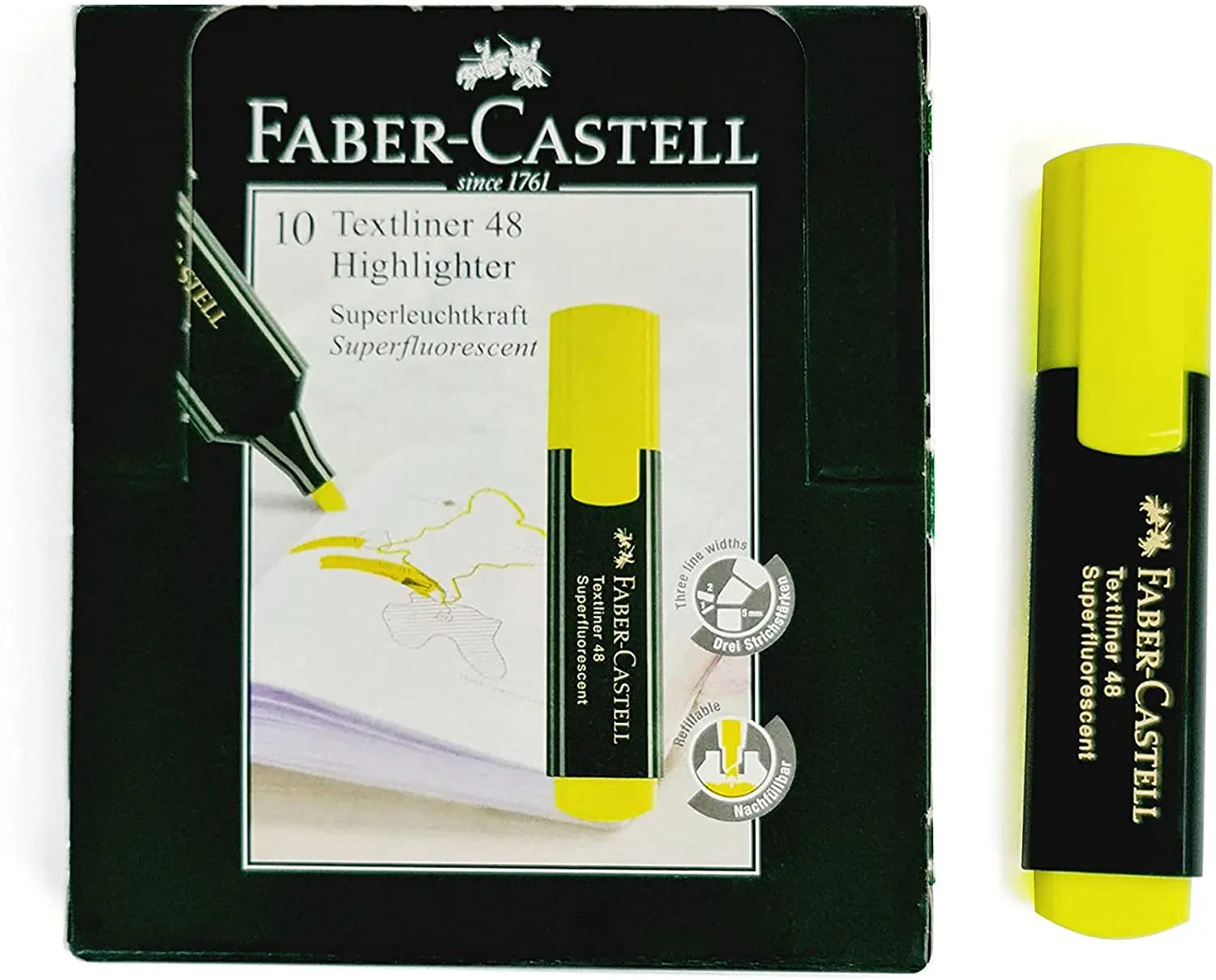 Faber Castell Stationery High Quality 48 07 Highlighter Marker Chisel Pen Text Writing Pen Yellow