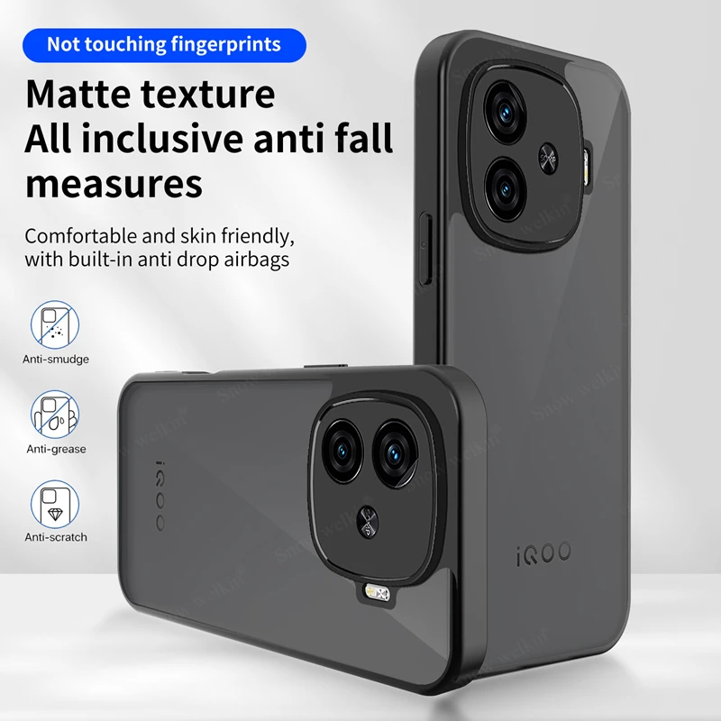 Black Matte Clear Silicone Phone Case with TPU Bumper and PC Back