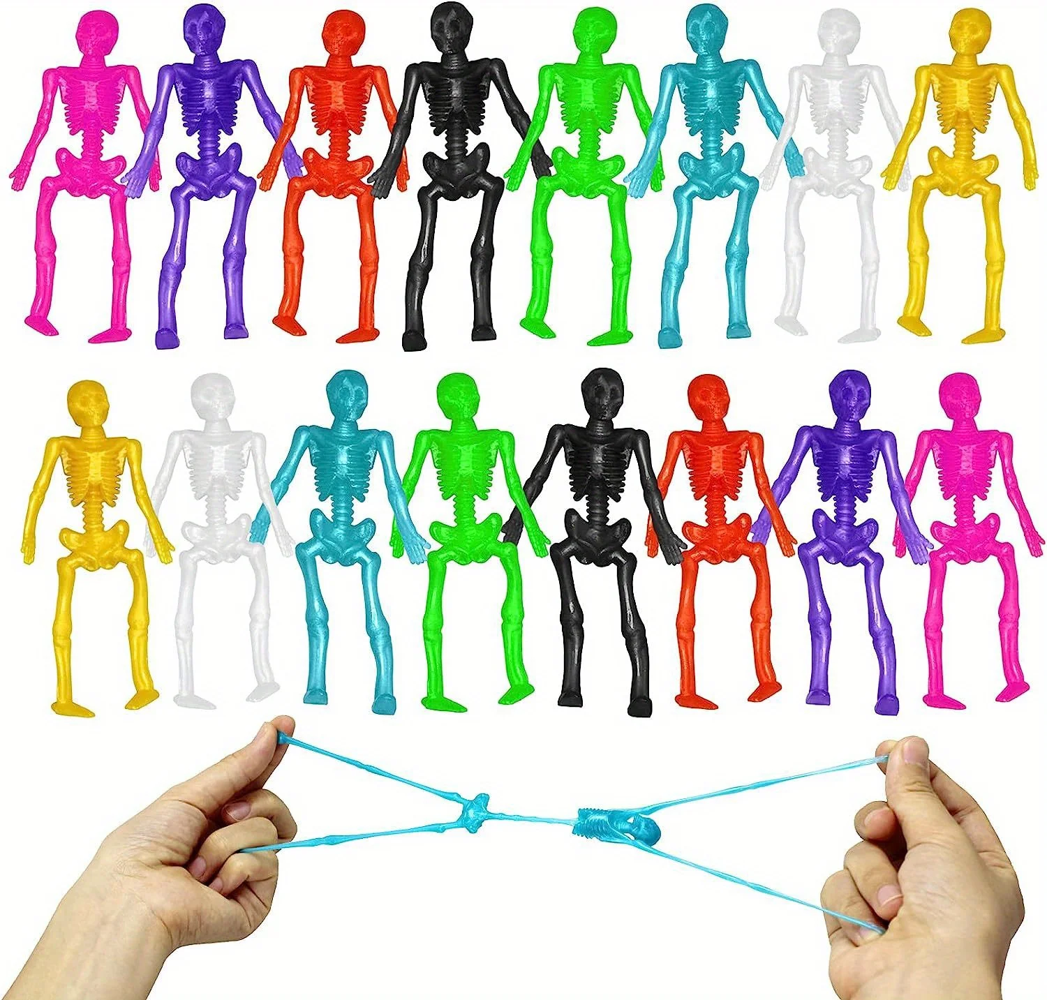 10pcs Stretchy Skeleton Sticky Toys Assorted Color Stretchy Skull Squishy Toys For Kids Party Favor Happy Halloween Gift
