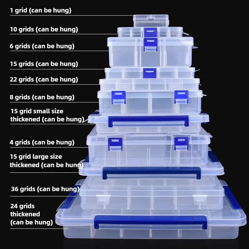 Tool Storage Box Multi Grid Clear Plastic Box Rectangular Box Screwdrivers Bits Tools Dustproof Waterproof Packing Storage Cases Container