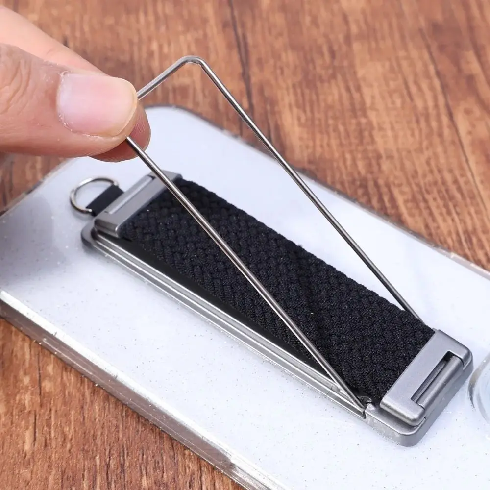 Universeller, hinten montierter Handy-Fingerringhalter, Ständer, Riemen, zusammenklappbarer Handy-Ständer mit Metall-Lanyard-Ring – Detail 7