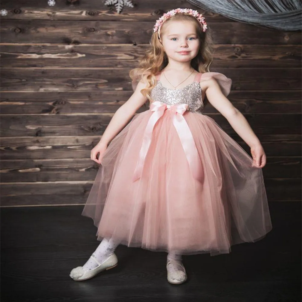 

Flower Girl Dresses Elegant Pink Tulle Sleeveless Fluffy Birthday Party Ball Gown Girls Pageant Holy Communion Celebration