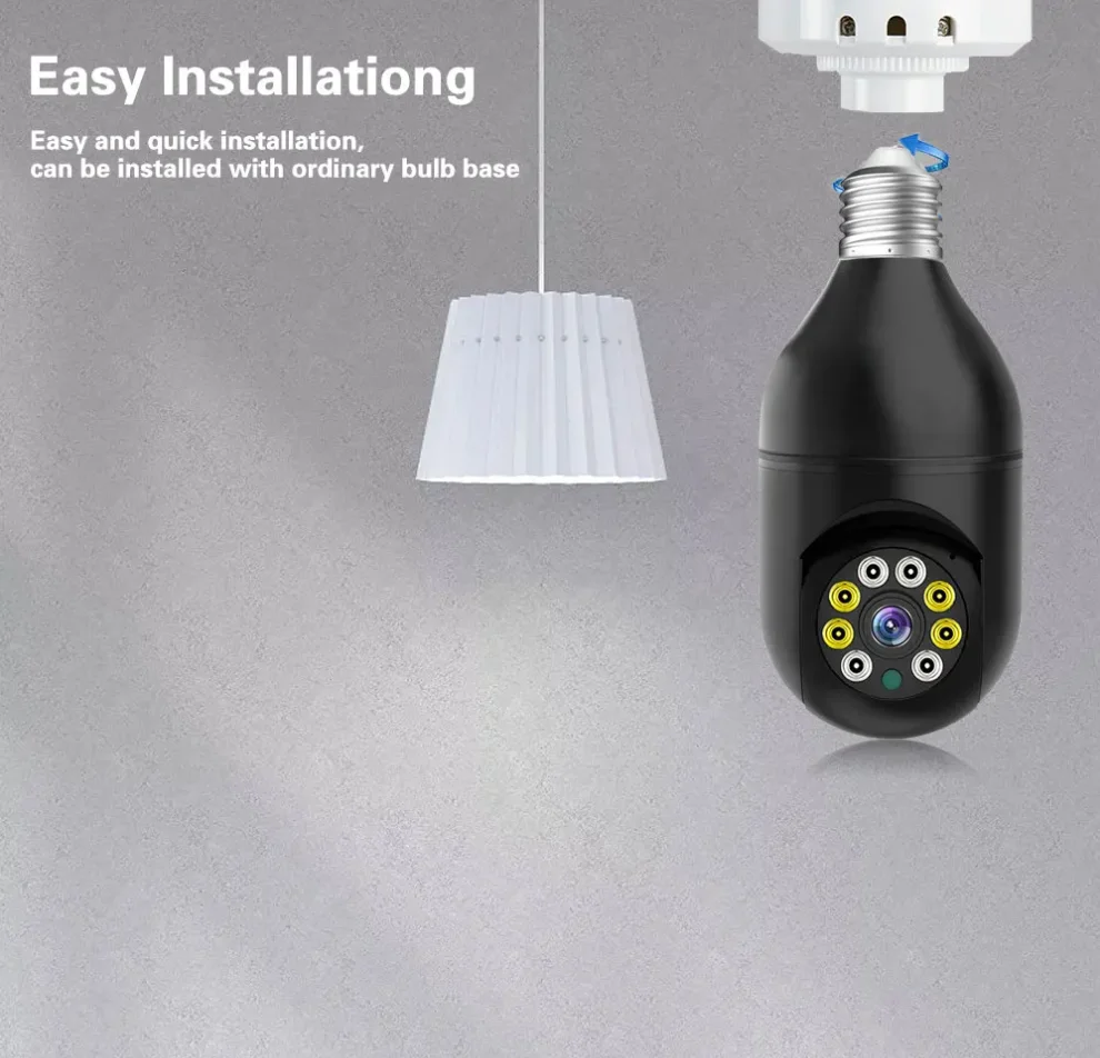 360° HD Night Vision Light Bulb Camera, Wireless WiFi, V360pro APP, Remote Monitoring, Compatible with Xiaomi Huawei Phones 5