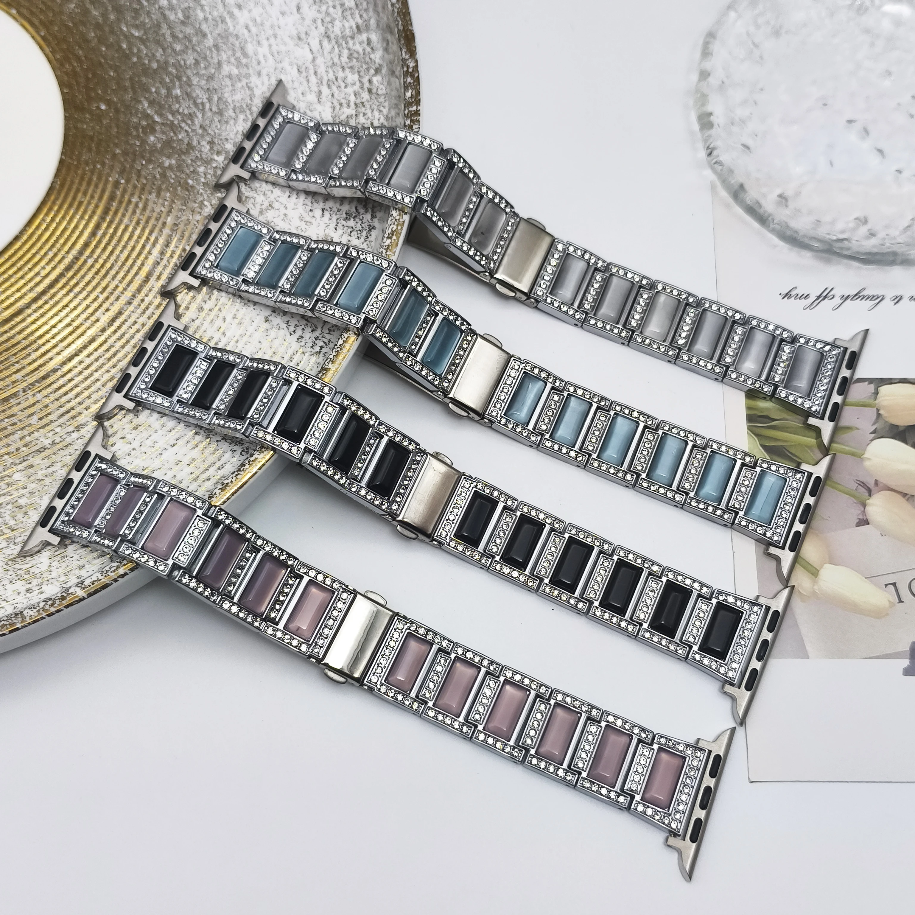 2025 hochwertiges, luxuriöses, mit Diamanten besetztes Edelsteinarmband für Apple Watch Ultra1/2 49 mm S10/S9/S8/S7-S3 für iwatch Serie 46/45/44/42 – Detail 7