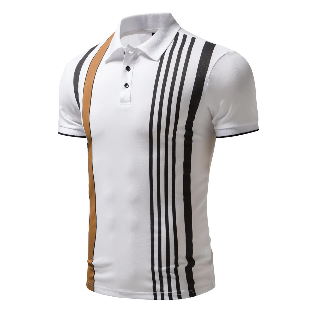 New Summer Men's Polo Lapel Collar Striped 3