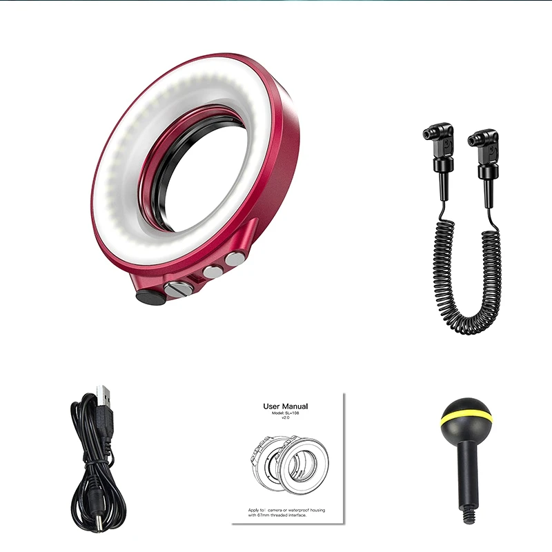 

Photography Waterproof Ring Light Direct Broadcasting Room Background RGB Light 1200LM Ring Diving Fill Light Red