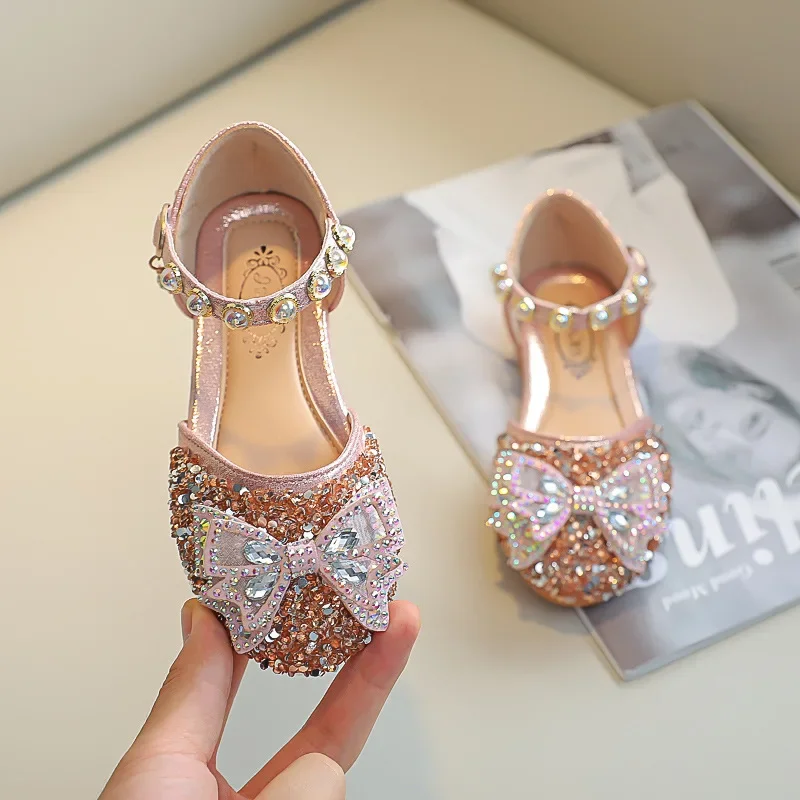 Girls Sandals Princess Bowtie Glitter Dance Party Casual