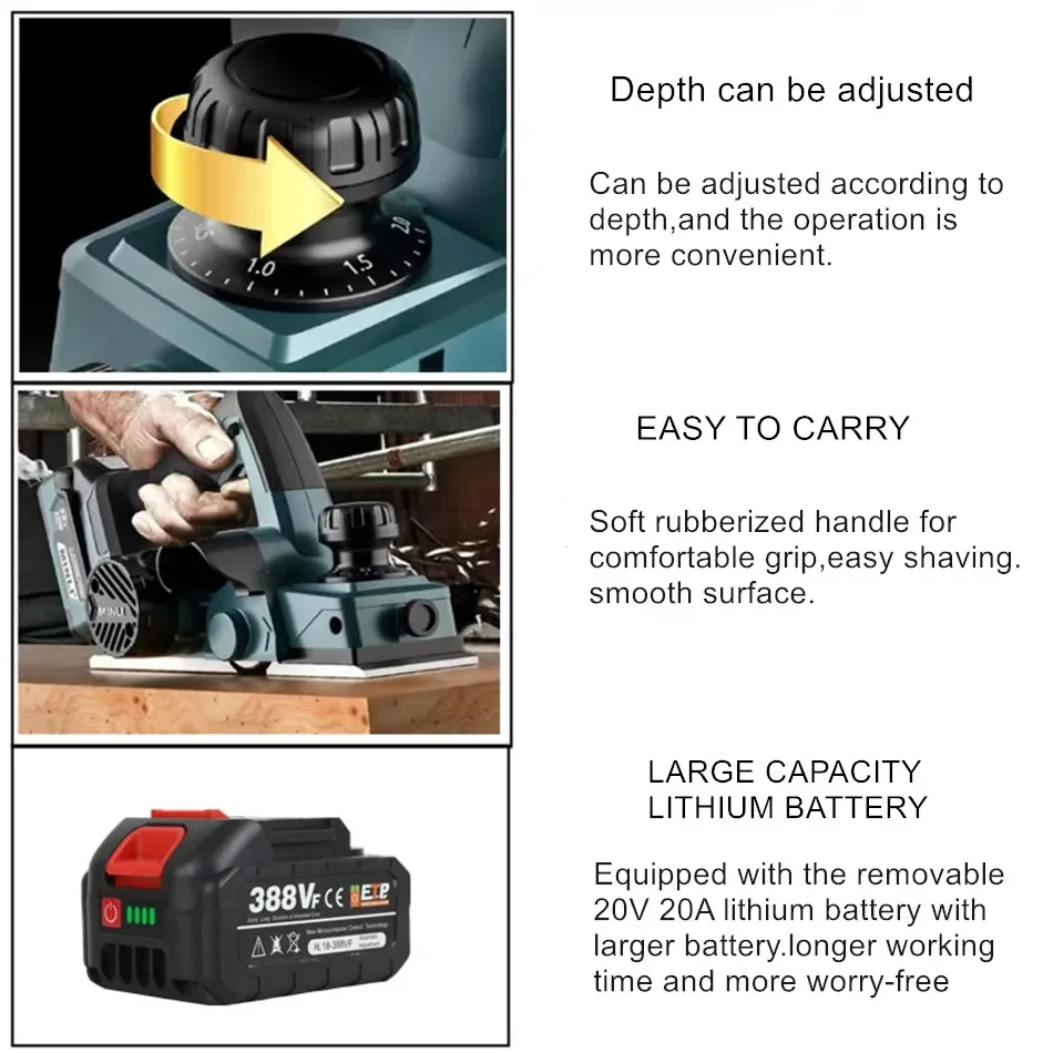 3000W 15000rpm Wood Electric Planer Cordless Electric Router trimmer Wood Milling Engraving Slotting for 18V Makita Battery 3