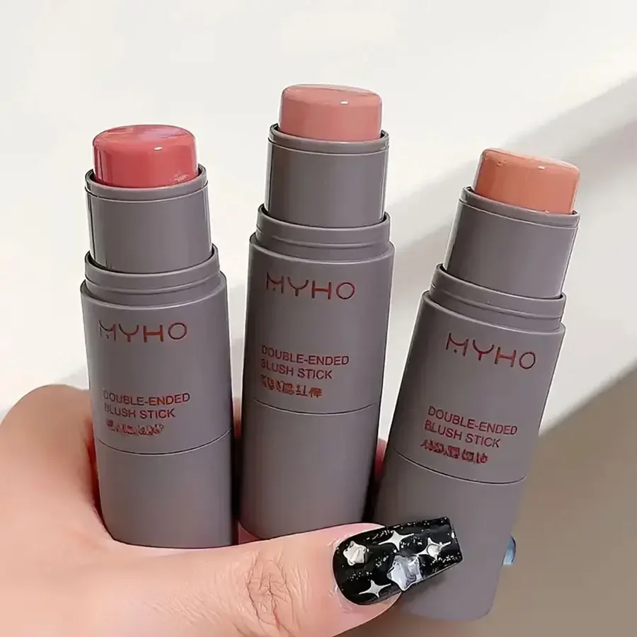 Double head Sponge Monochrome Powder Blusher Lip Cheek Dual-use Durable Matte Natural Rouge Natur Powder Blusher Stick Cosmetics 5
