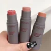 Double head Sponge Monochrome Powder Blusher Lip Cheek Dual-use Durable Matte Natural Rouge Natur Powder Blusher Stick Cosmetics 5